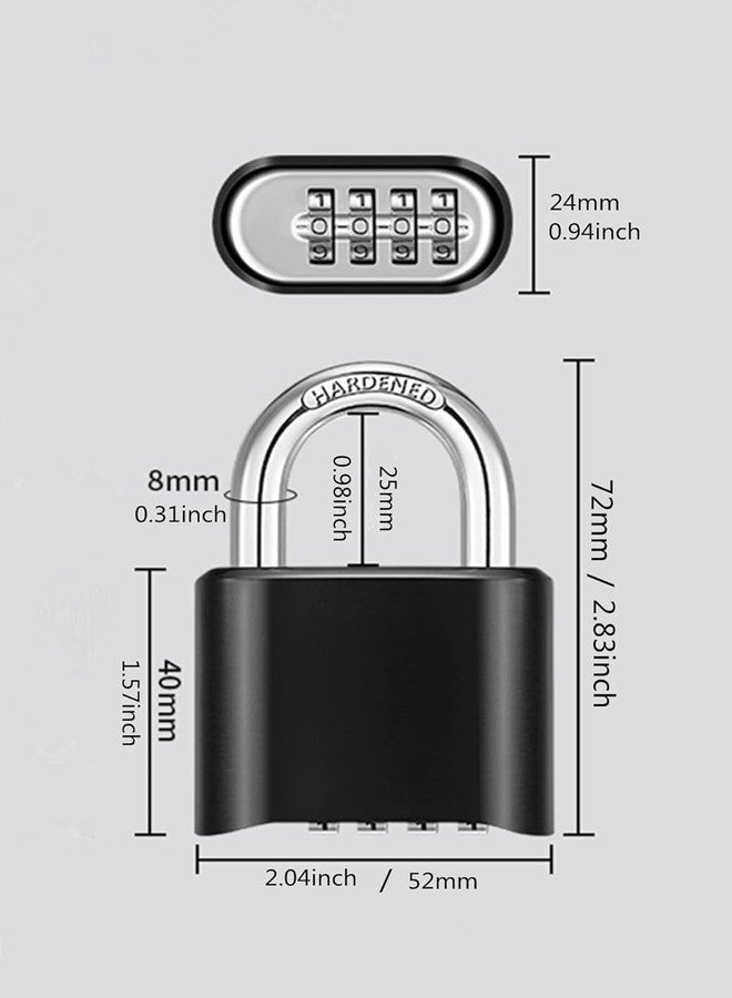 Jukusa Heavy Duty 4-Digit Combination Steel Padlock | Hardened Steel Shackle Weatherproof Security Lock | Sun & Water Resistant Lock for Gates, Locker, Shed & Storage (Black) - Image 5